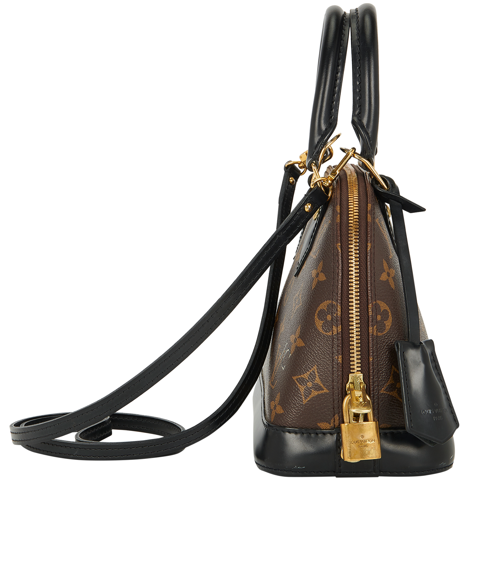 Alma BB, &pound;695, Handbags, Black/Brown, Coated Canvas/Leather, Side view